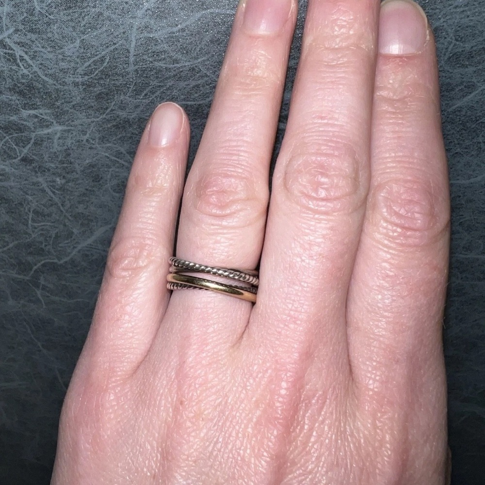 David Yurman Gold and Silver Twisted Ring - Picture 2 of 5